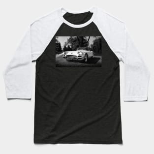 1960 Corvette C1 - Black White Baseball T-Shirt